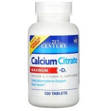 21st Century Calcium Citrate + D3 120 tabs