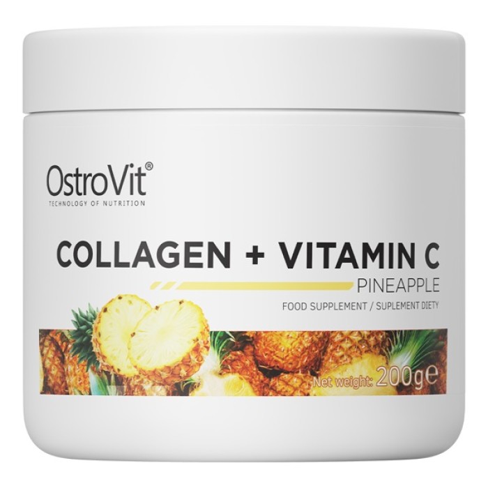 OstroVit Collagen + Vitamin C 200 грам, гідрозілований яловичий колаген + вітамін с