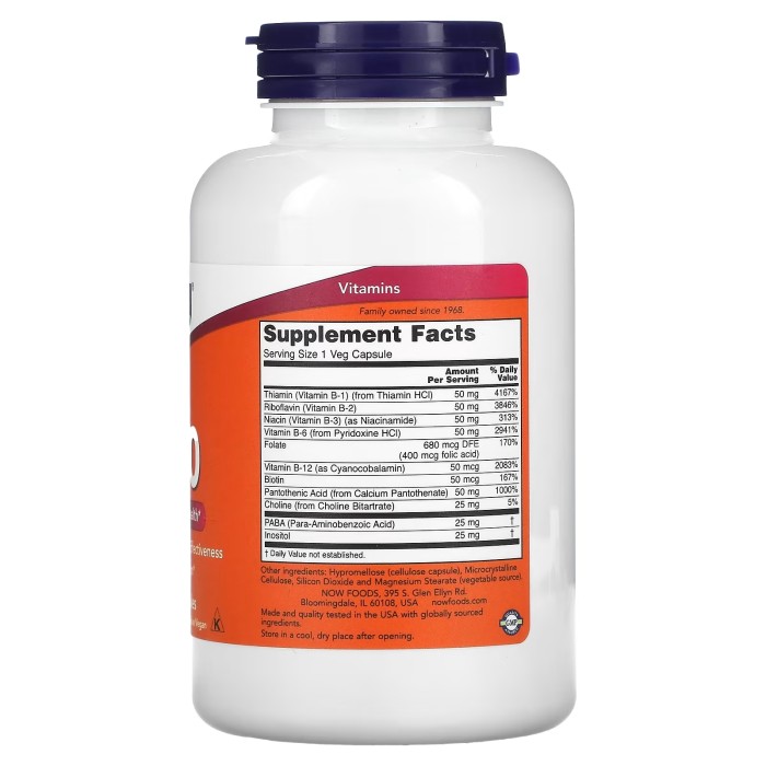 Now Foods B-50 250 капсул, комплекс вітамінів групи B