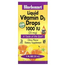 Bluebonnet Nutrition Liquid Vitamin D3 Drops 1000 IU 30 ml