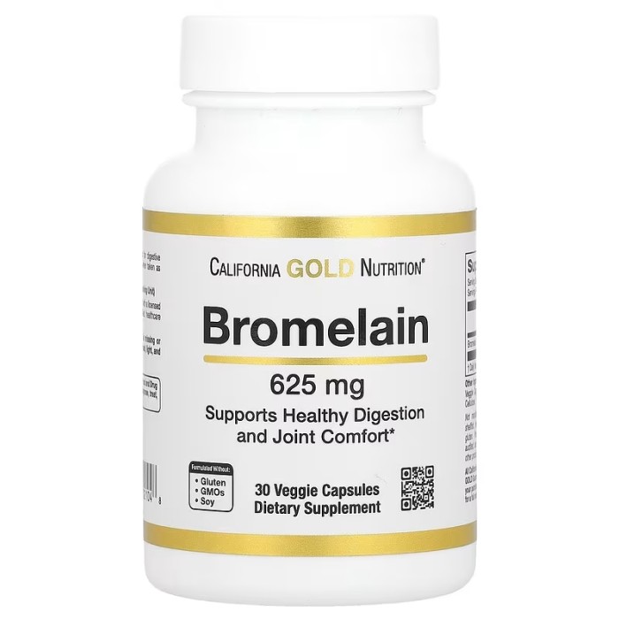 California Gold Nutrition Bromelain 625 mg 30 вегетаріанських капсул, фермент бромелайн