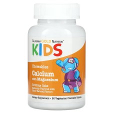 California Gold Nutrition Kids Chewables Calcium  with Magnesium 90 veg tabs