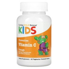 California Gold Nutrition Kids Chewables Vitamin C Orange 90 вегетаріанських таблеток, вітамін С, та комплекс цитрусових біофлавоноїдів