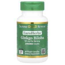 California Gold Nutrition EuroHerbs™ Ginkgo Biloba Euromed Quality 120 mg 60 caps