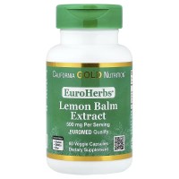 California Gold Nutrition EuroHerbs™ Lemon Balm Extract 500 mg Euromed Quality 60 veg caps