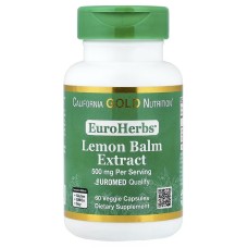 California Gold Nutrition EuroHerbs™ Lemon Balm Extract 500 mg Euromed Quality 60 veg caps