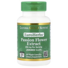 California Gold Nutrition EuroHerbs™ Passion Flower Extract 250 mg Euromed Quality 60 veg caps