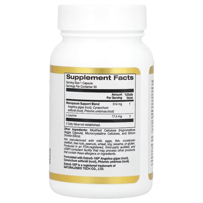 California Gold Nutrition Menopause Support 30 вегетаріанських капсул, суміш екстрактів