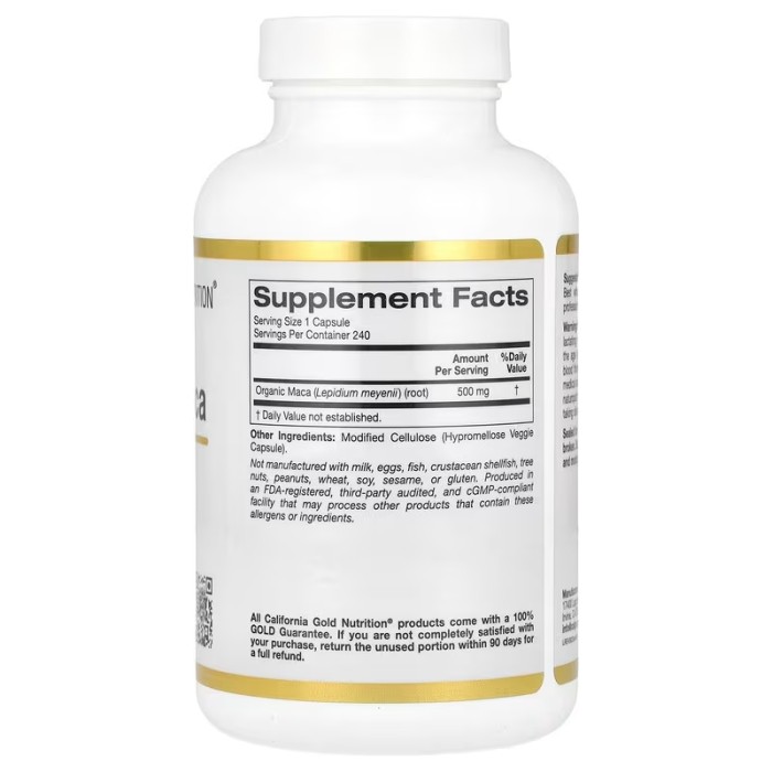 California Gold Nutrition Peruvian Maca 500 mg 240 вегетаріанських капсул, екстракт корня маки