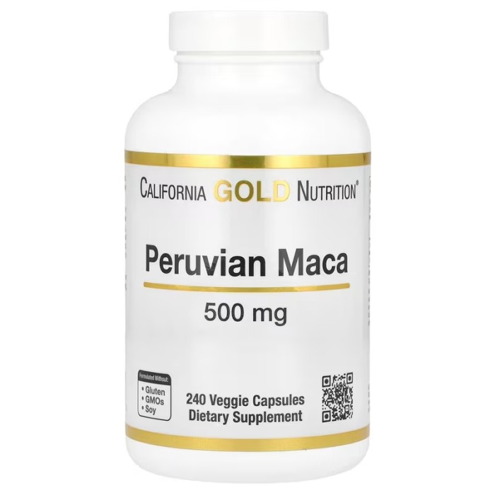California Gold Nutrition Peruvian Maca 500 mg 240 вегетаріанських капсул, екстракт корня маки