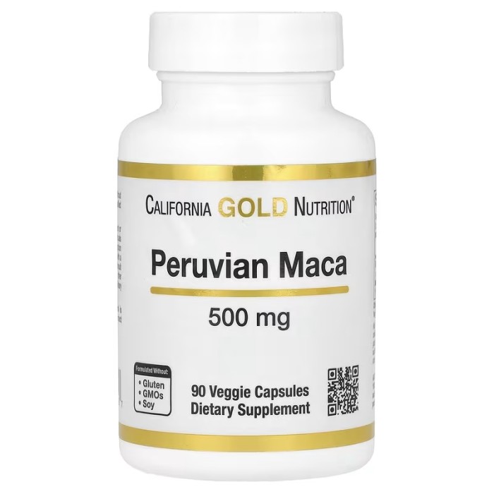 California Gold Nutrition Peruvian Maca 500 mg 90 вегетаріанських капсул, екстракт корня маки