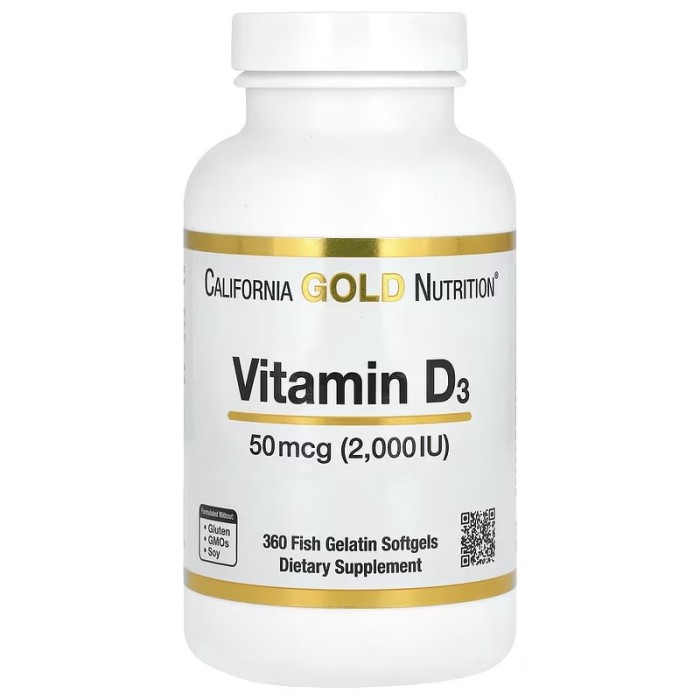 California Gold Nutrition Vitamin D3 2000 IU 360 капсул, вітамін д