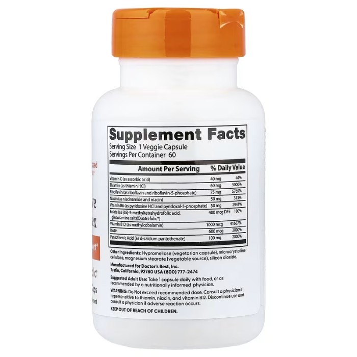 Doctor's Best Fully Active B Complex 60 капсул, комплекс біоактивних вітамінів групи B