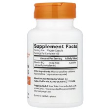 Doctor's Best Fully Active B-12 1500 mcg 60 капсул, метилкобаламін