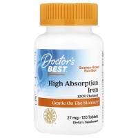 Doctor's Best Iron High Absorption 27 mg with Ferrochel 120 tabs