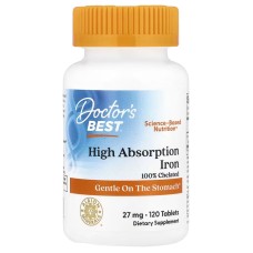 Doctor's Best Iron High Absorption 27 mg with Ferrochel 120 tabs