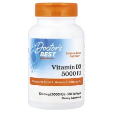 Doctor's Best Vitamin D3 5000 IU 360 капсул, вітамін Д