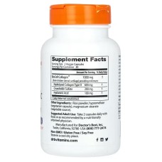 Doctor's Best Hyaluronic Acid + Chondroitin Sulfate 60 капсул, гідролізований колаген II типу, хондроїтин та гіалуронова кислота