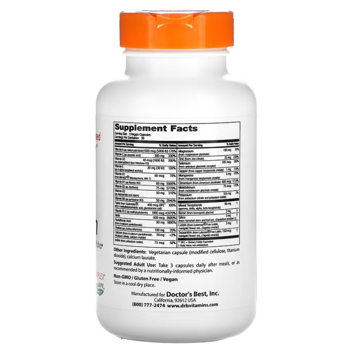 Doctor's Best Multi-Vitamin with Vitashine D3 and Quatrefolic 90 капсул, вітамінно-мінеральний комплекс без заліза