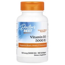 Doctor's Best Vitamin D3 5000 IU 180 капсул, вітамін Д