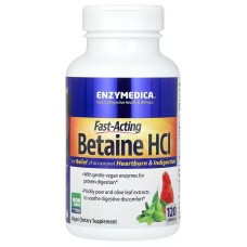 Enzymedica Betaine HCL 120 капсул, бетаїн гідрохлорид