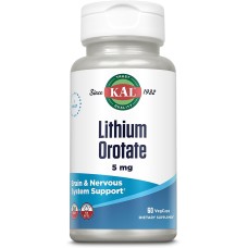 KAL Lithium Orotate 5 mg 60 вегетаріанських капсул, літій високої ефективності