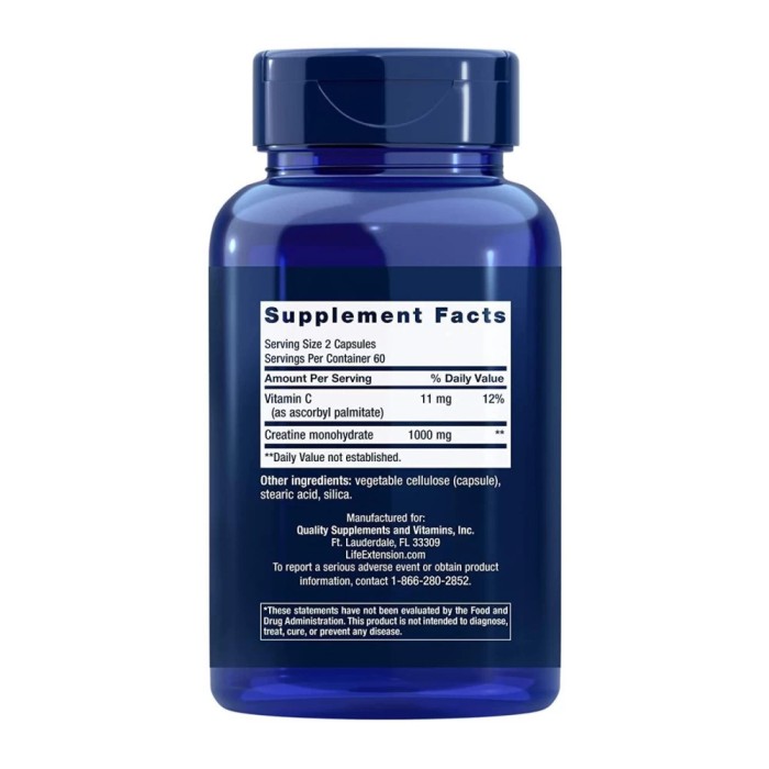 Life Extension Creatine Capsules 120 капсул, моногідрат креатину в капсулах