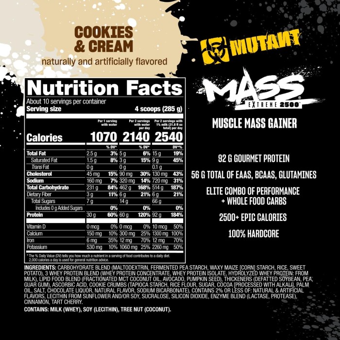 Mutant MASS Extreme 2720 грам, високоякісний гейнер