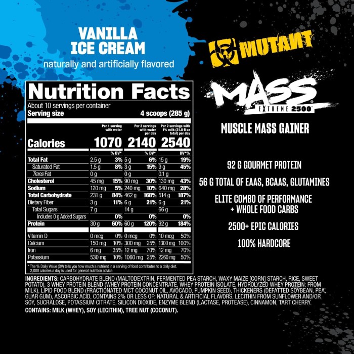 Mutant MASS Extreme 2720 грам, високоякісний гейнер