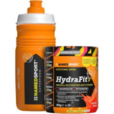 Namedsport HydraFit 400 грам + Sportbottle 550 мл, гіпотонічний напій зі смаком апельсина та спортивна пляшка