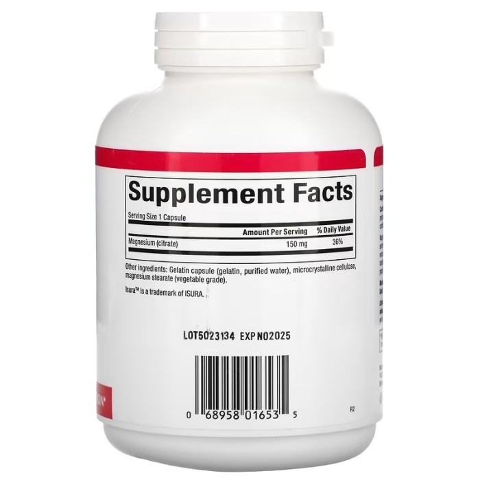 Natural Factors Magnesium Citrate 150 mg 180 капсул, цитрат магнію