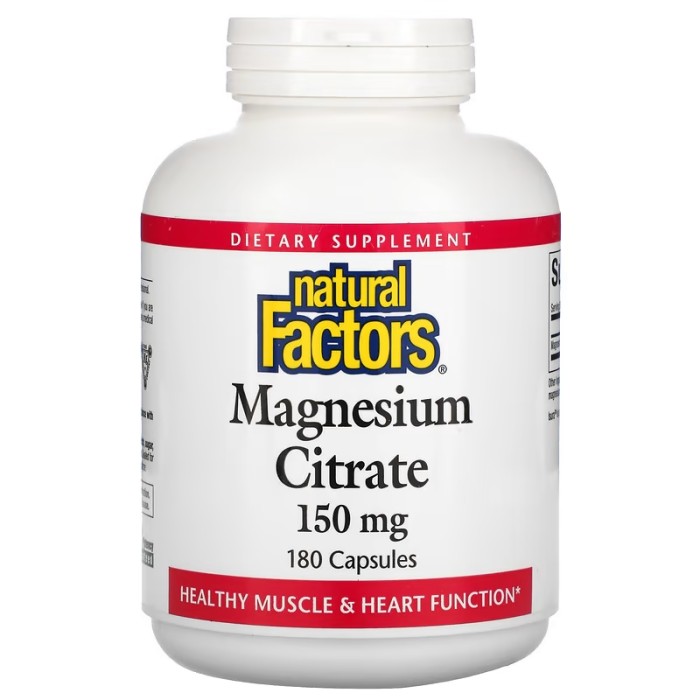 Natural Factors Magnesium Citrate 150 mg 180 капсул, цитрат магнію