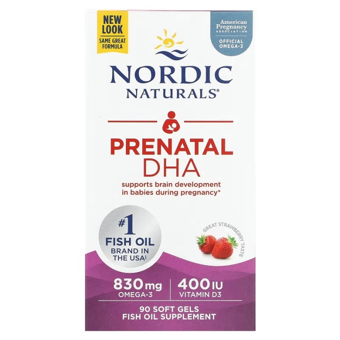 Nordic Naturals Prenatal DHA 90 м'яких капсул, пренатальна ДГК зі смаком полуниці