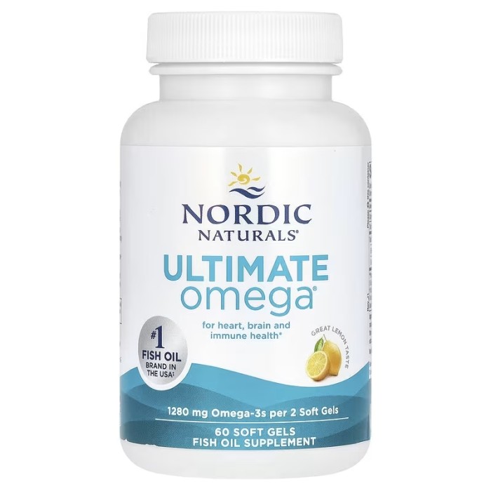 Nordic Naturals Ultimate Omega 1280 mg 60 м'яких капсул, омега-3 зі смаком лимона