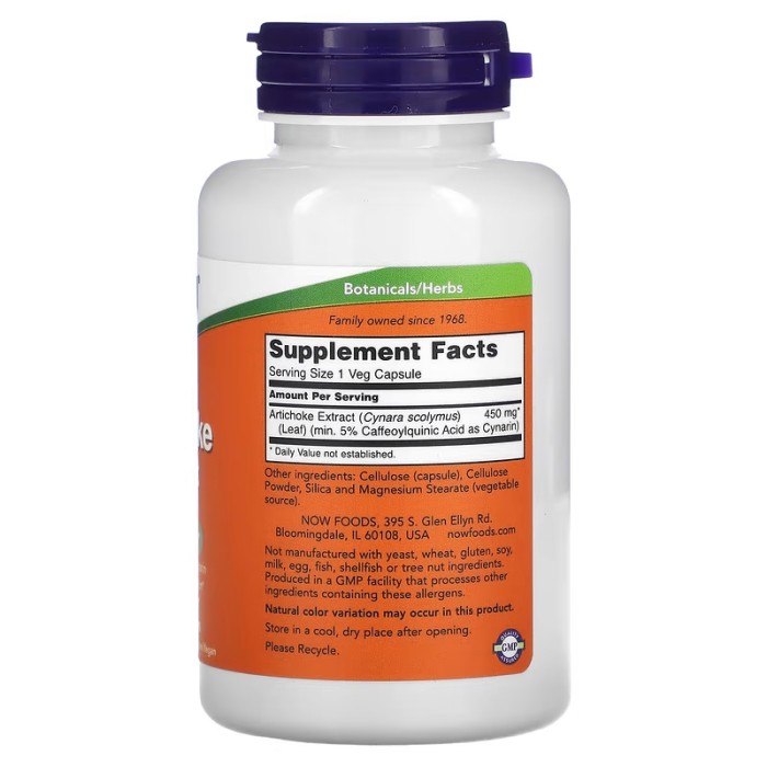 Now Foods Artichoke Extract 450 mg 90 капсул, екстракт артишоку іспанського