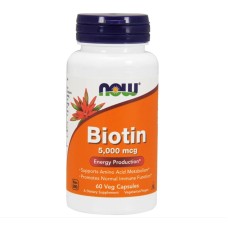 Now Foods Biotin 5000 mcg 60 капсул, біотин (вітамін В7)