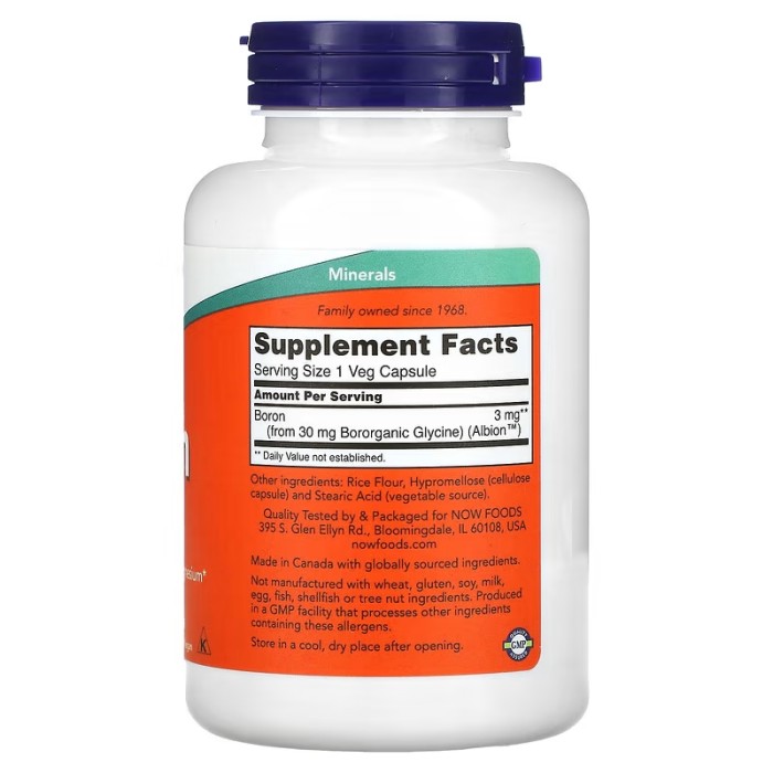 Now Foods Boron 3 mg 250 капсул, бор