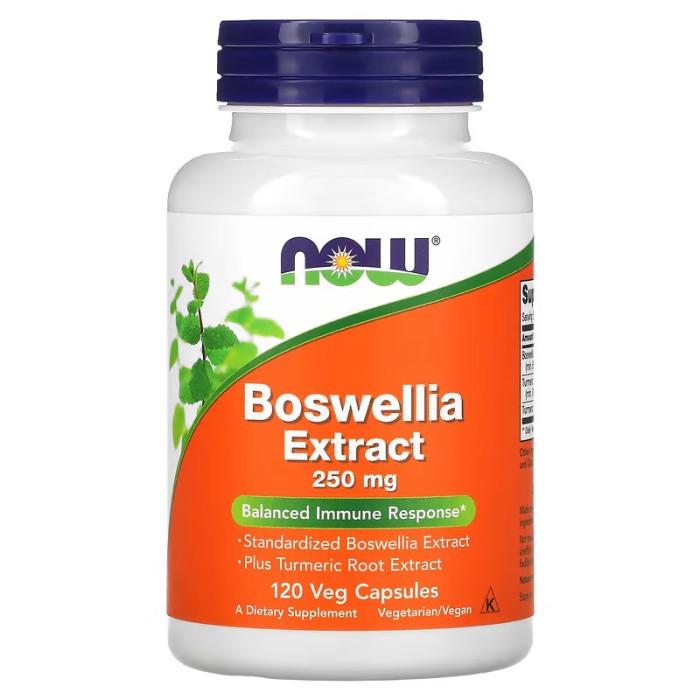 Now Foods Boswellia Extract 250 mg 120 капсул, екстракт босвелії та екстракт кореня куркуми