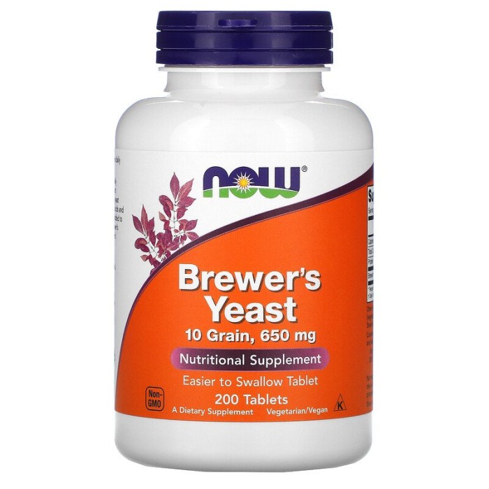 Now Foods Brewers Yeast 650 mg 200 таблеток, пивні дріжджі