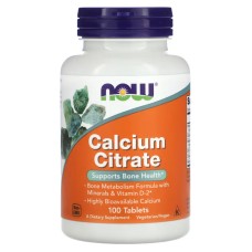 Now Foods Calcium Citrate 100 таблеток, цитрат кальцію (формула з мікроелементами та вітаміном D2)
