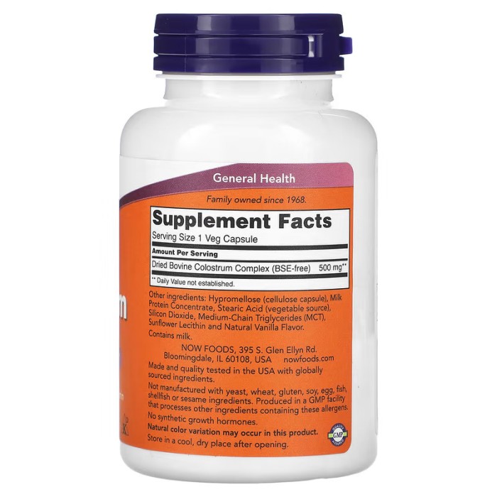 Now Foods Colostrum 500 mg 120 капсул, молозиво