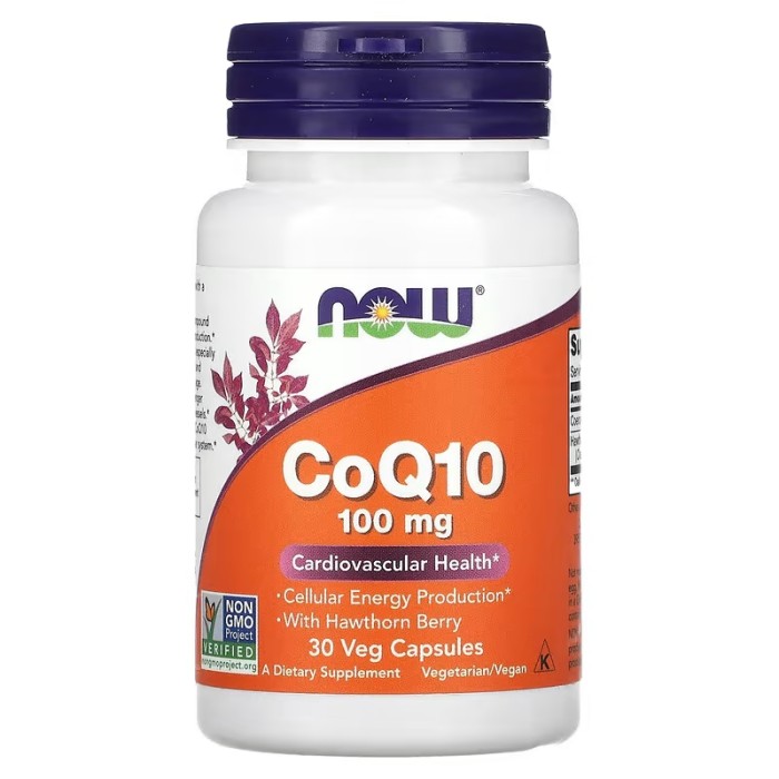  Now Foods CoQ10 100 mg 30 капсул, коензим Q10 і плоди глоду