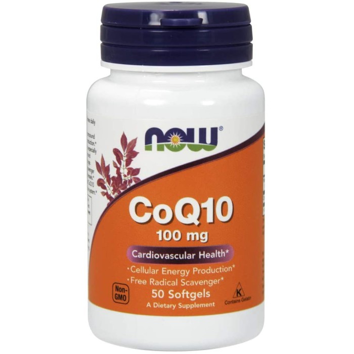Now Foods CoQ10 100 mg 50 м'яких капсул, коензим Q10