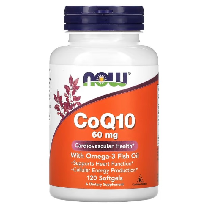 Now Foods CoQ10 60 mg with Omega-3 Fish Oil 120 м'яких капсул, коензим Q10 і риб’ячий жир омега-3