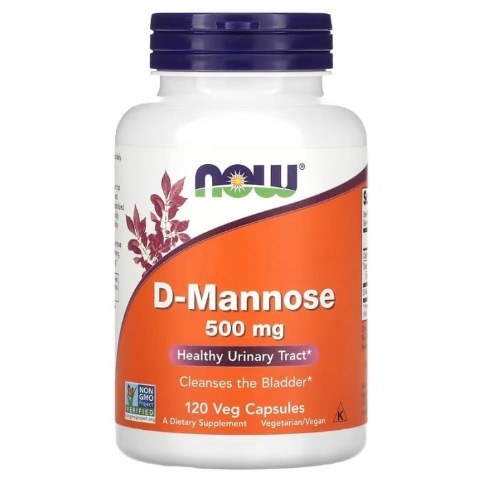 Now Foods D-Mannose 500 mg 120 капсул, D-маноза