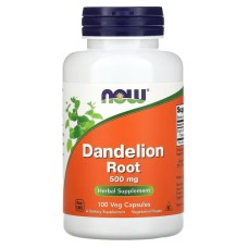 Now Foods Dandelion Root 500 мг 100 органічних капсул, корінь кульбаби