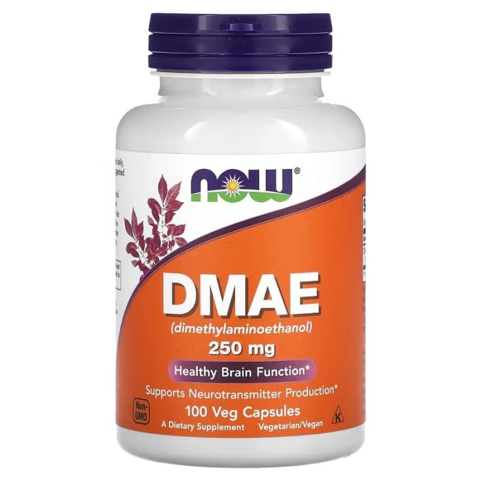 Now Foods DMAE 250 mg 100 капсул, ДМАЕ (диметиламіноетанол)
