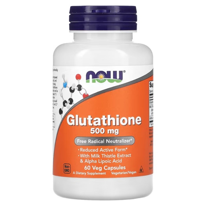 Now Foods Glutathione 500 mg 60 капсул, L-глутатіон