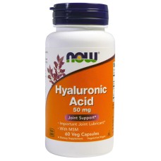 Now Foods Hyaluronic Acid 50 mg 60 капсул, гіалуроновая кислота + метилсульфонілметан (MSM)