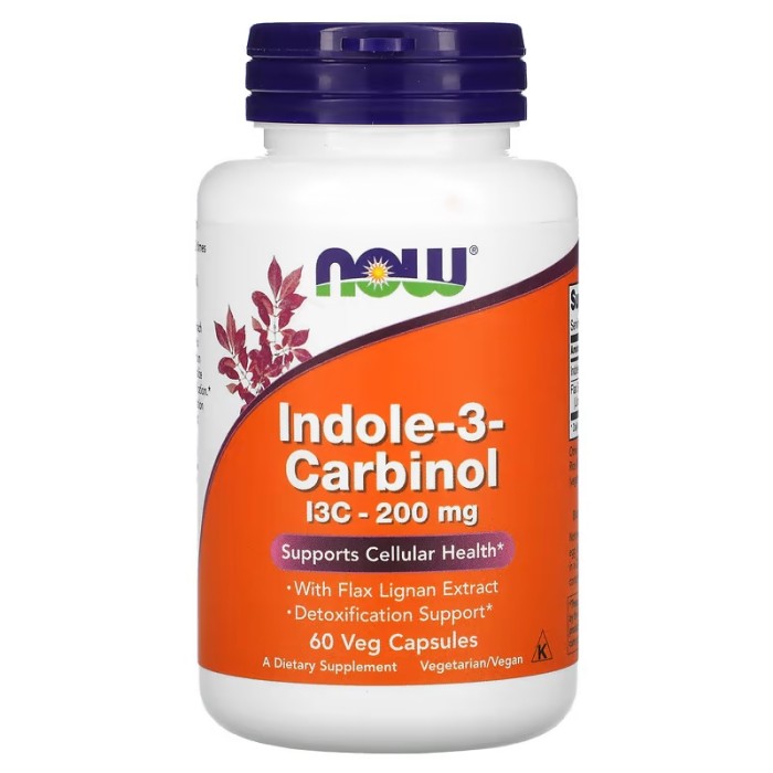 Now Foods Indole-3-Carbinol 200 мг 60 вегетаріанських капсул, індол-3-карбінол